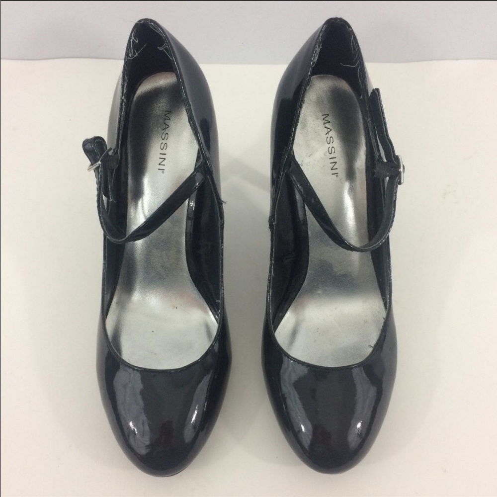 Massini Womens Sz 9 Black Classic Patent Leather